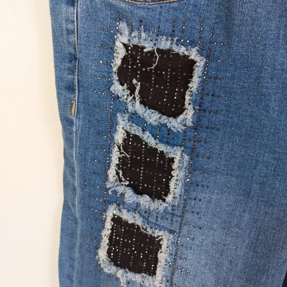 Joseph Ribkoff Patchwork Jeans Blue Size 10 - Picture 3 of 10